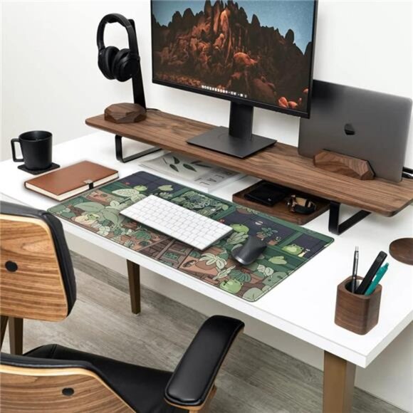 Cute Frog Mouse Pad Desk Pad Kawaii Green Desk Decor Mat, Large Gaming Mouse Pad - Picture 3 of 8